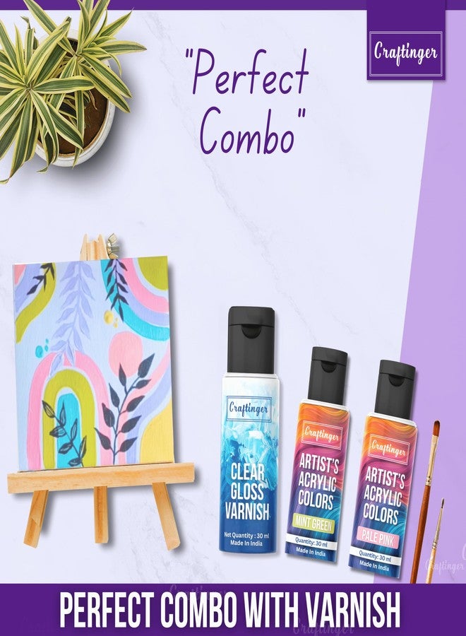 Craftinger 12-Sets Acrylic Colours with 30ml Varnish | Each 30ml Pastel & Essential Colors | Multi-Surface color for Canvas, Wood, Glass, Metal, Plastic & More | Set for Adults for Artists, students, Children & Hobbyists - Image 5